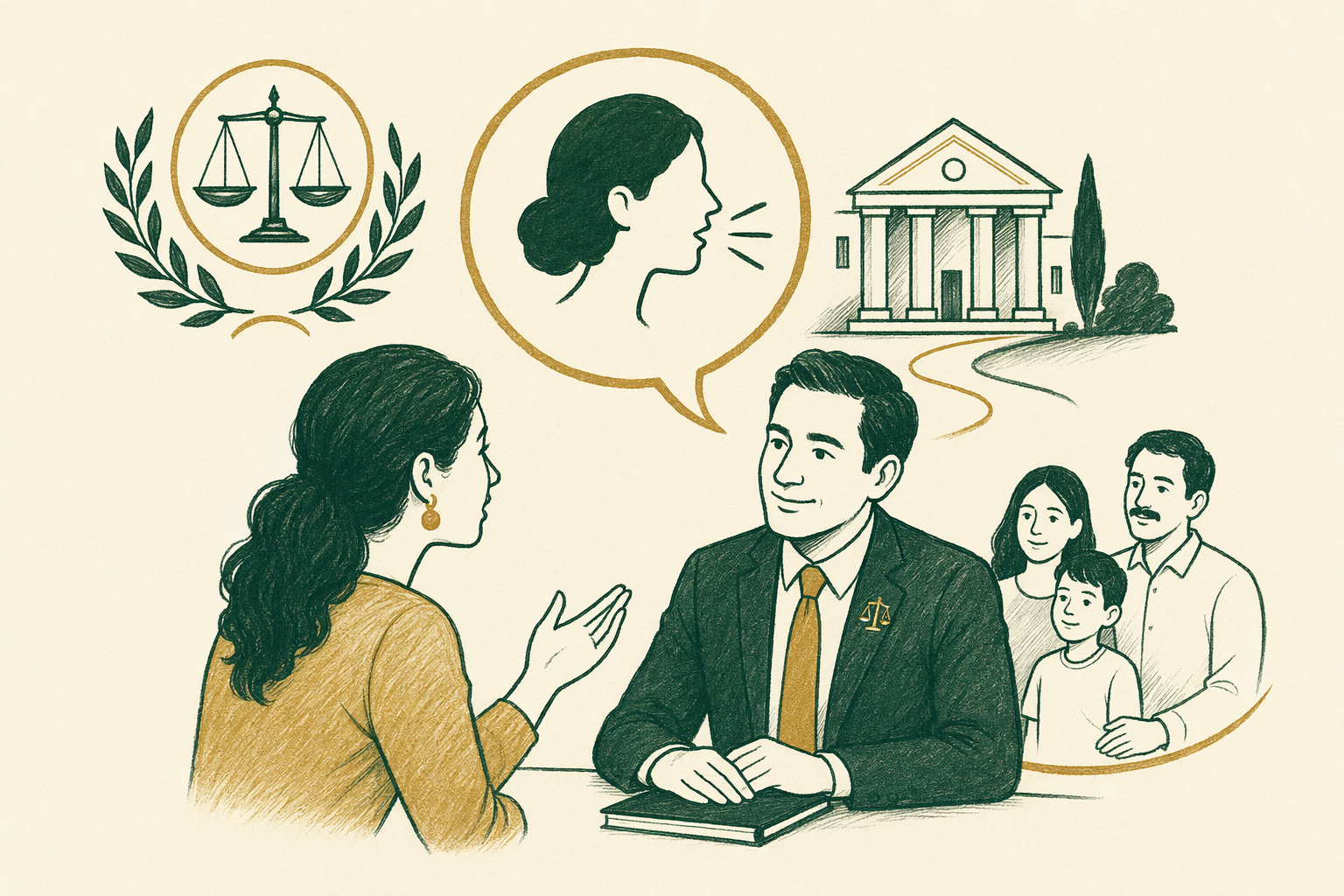Ilustración resumen: Encuentra un abogado que hable español