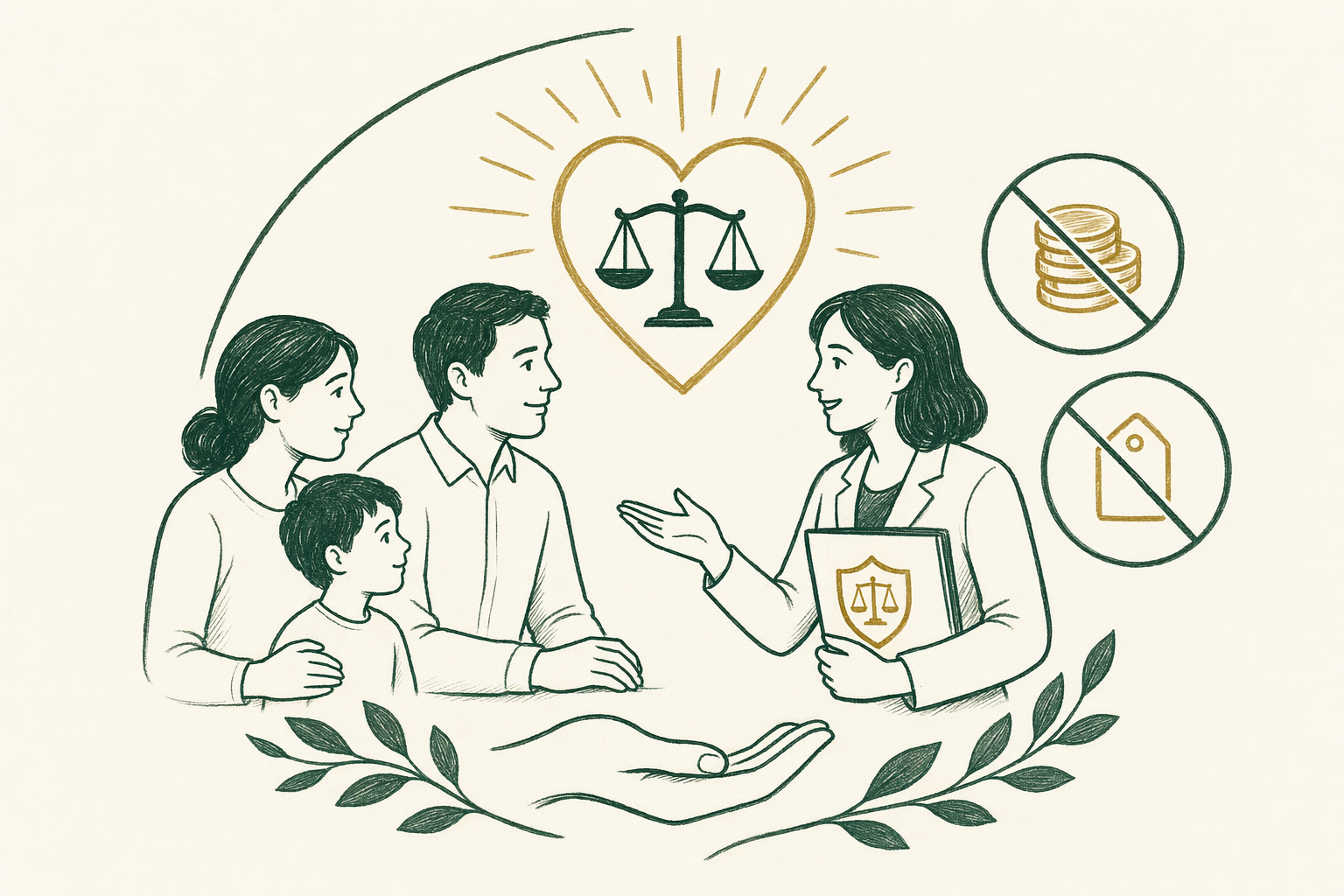 Illustration summarizing: Free and Low-Cost Legal Help