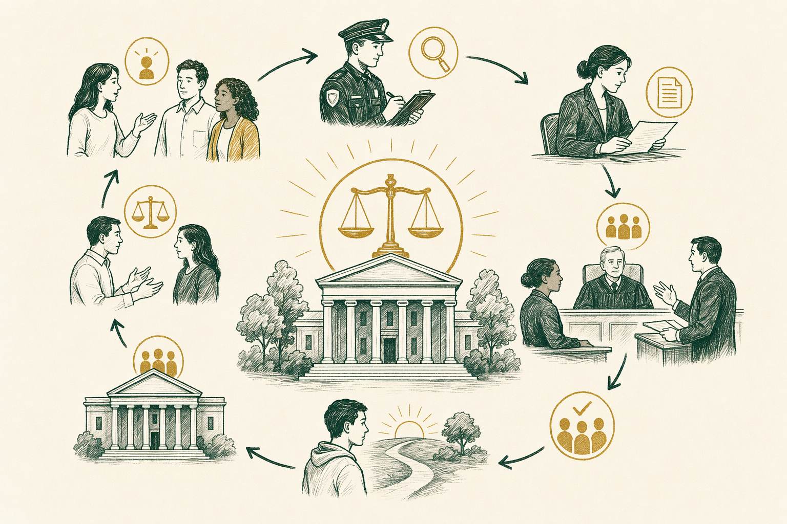 Rezime ilustrasyon: Kijan Sistèm Legal Ozetazini An Fonksyone