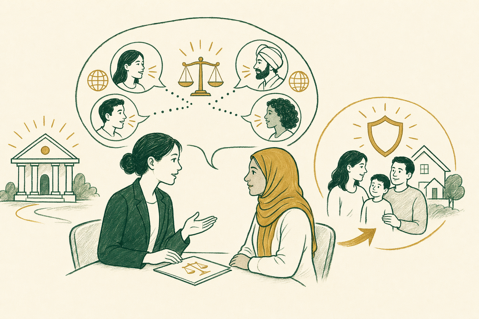 ملخص رسم توضيحي: الحصول على مساعدة قانونية بلغتك