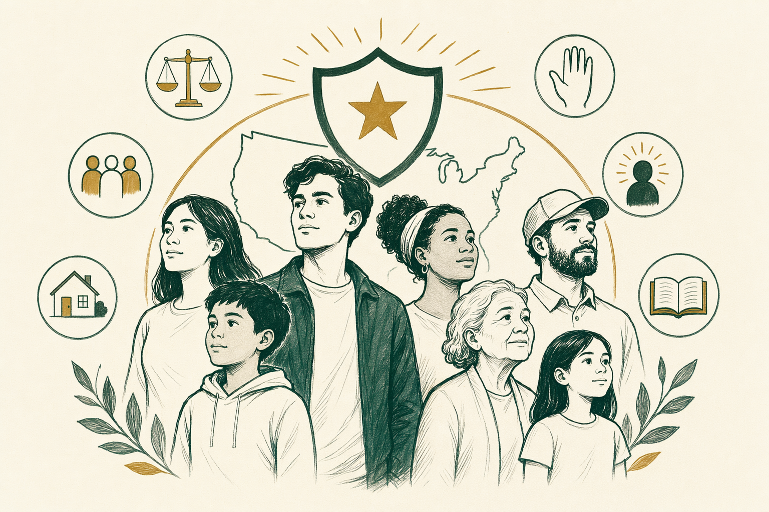 Ilustración resumen: Conoce tus derechos en EE. UU.