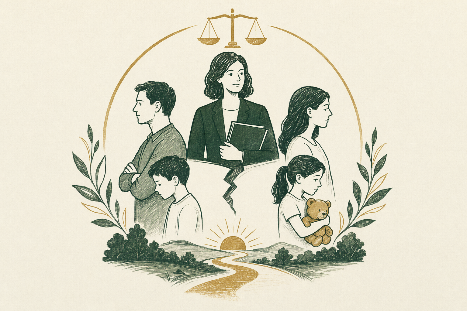 Illustration summarizing: Family & Divorce Lawyers