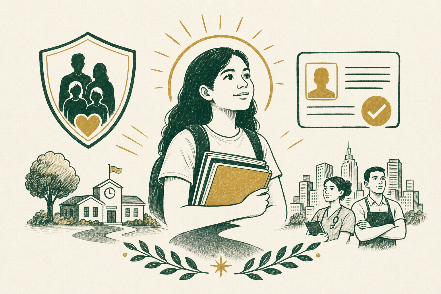 Illustration summarizing: DACA: What It Is and Who It Helps