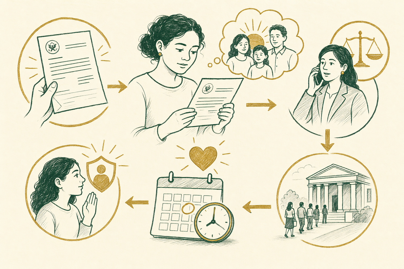 Illustration summarizing: What to Do If You Receive a Notice to Appear