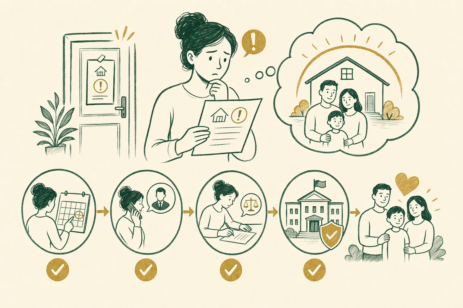 Illustration summarizing: What to Do When You Get an Eviction Notice
