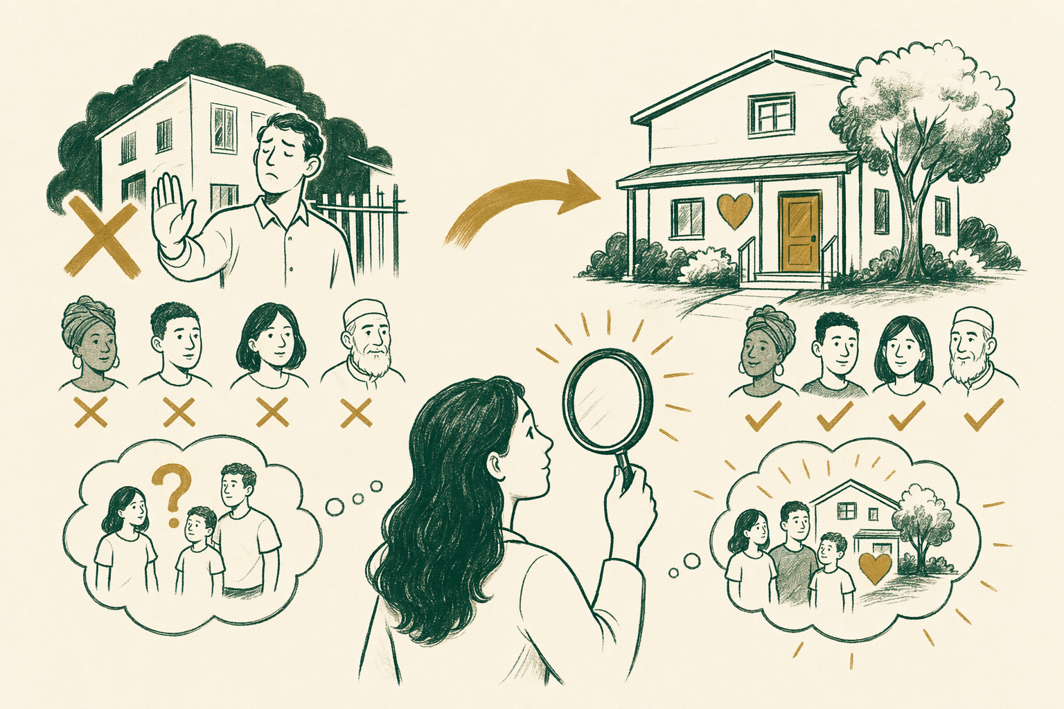 Illustration summarizing: Housing Discrimination: How to Recognize It