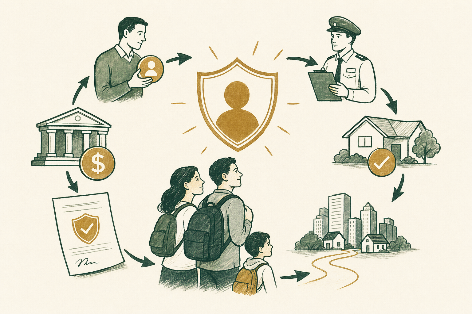 Illustration summarizing: Immigration Bonds: How They Work
