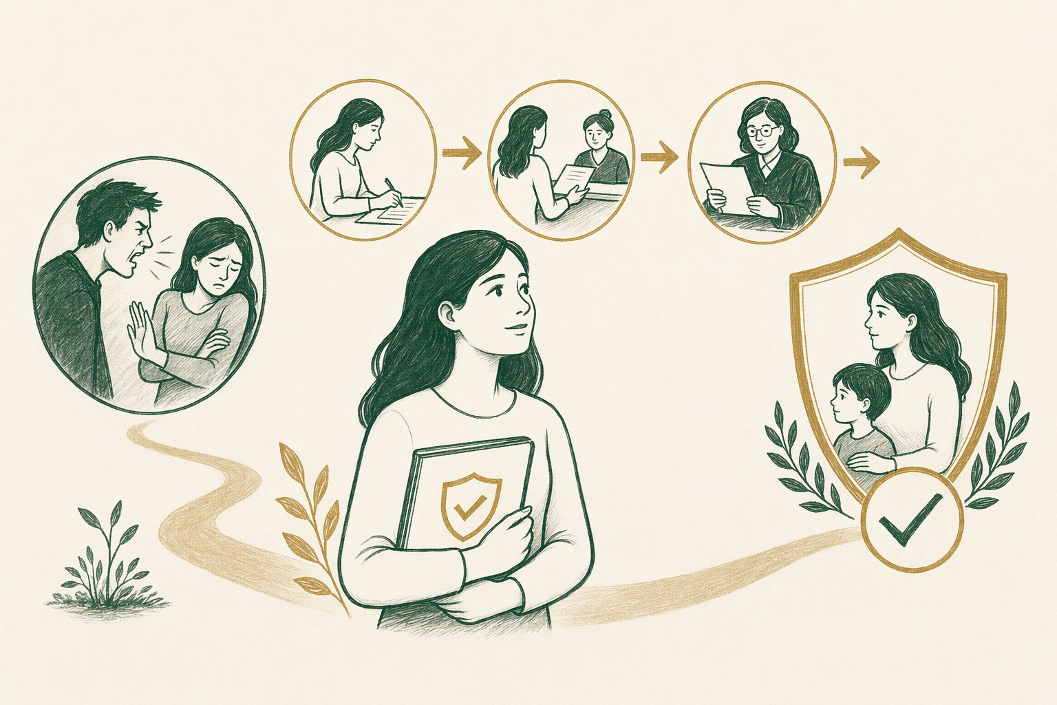 Illustration summarizing: How to Get a Protection or Restraining Order