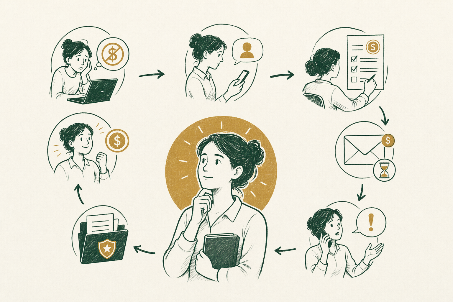 Illustration summarizing: What to Do If You Are Not Paid for Your Work